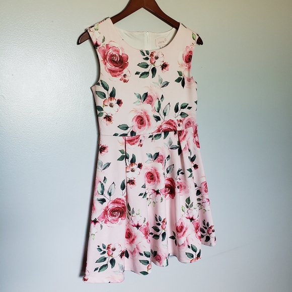 4 Ever Free Little Girls Pink Floral For and Flare Elegant Dress *no belt* - Picture 2 of 10
